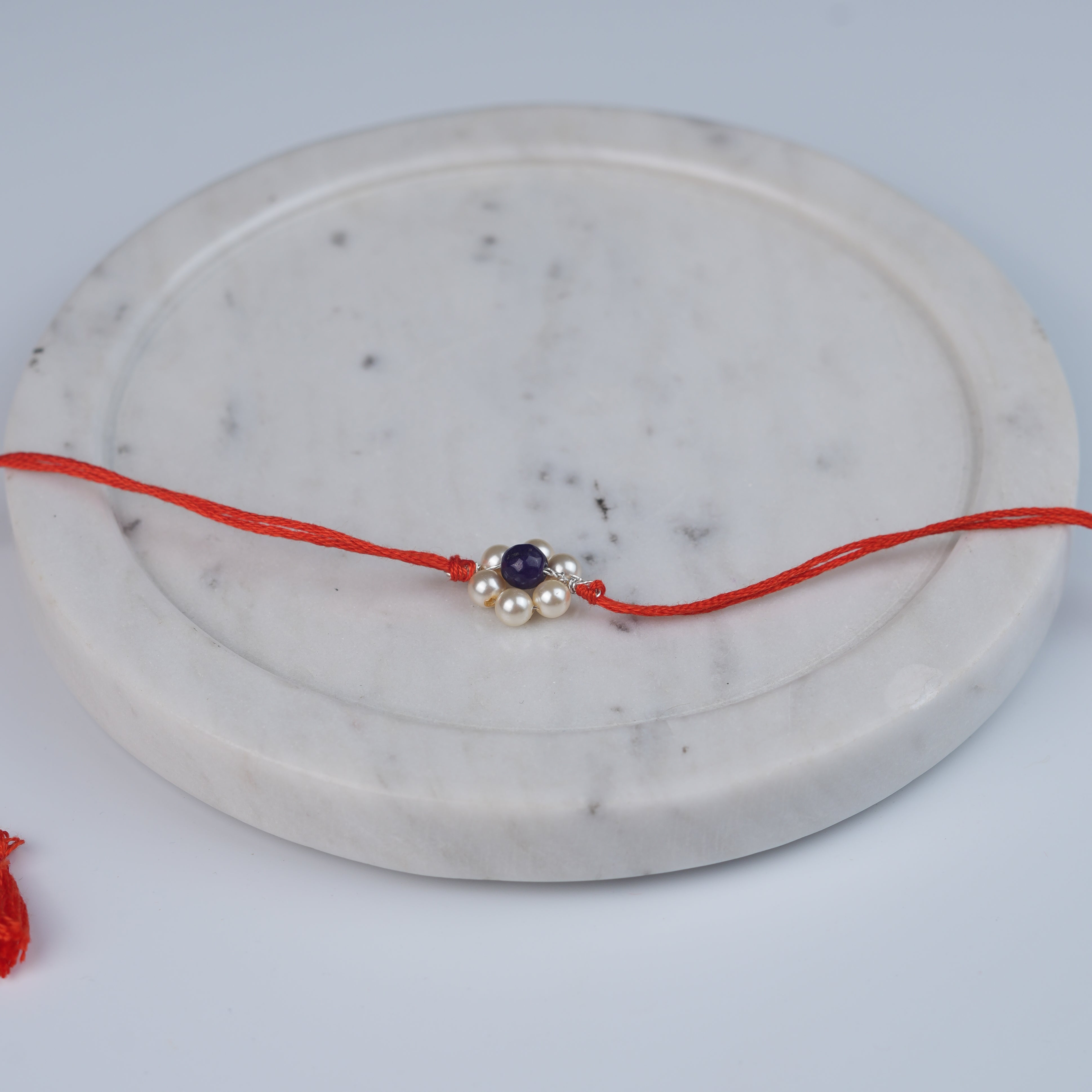 Purple Agate & Pearl Flower Rakhi (Project Handmade)