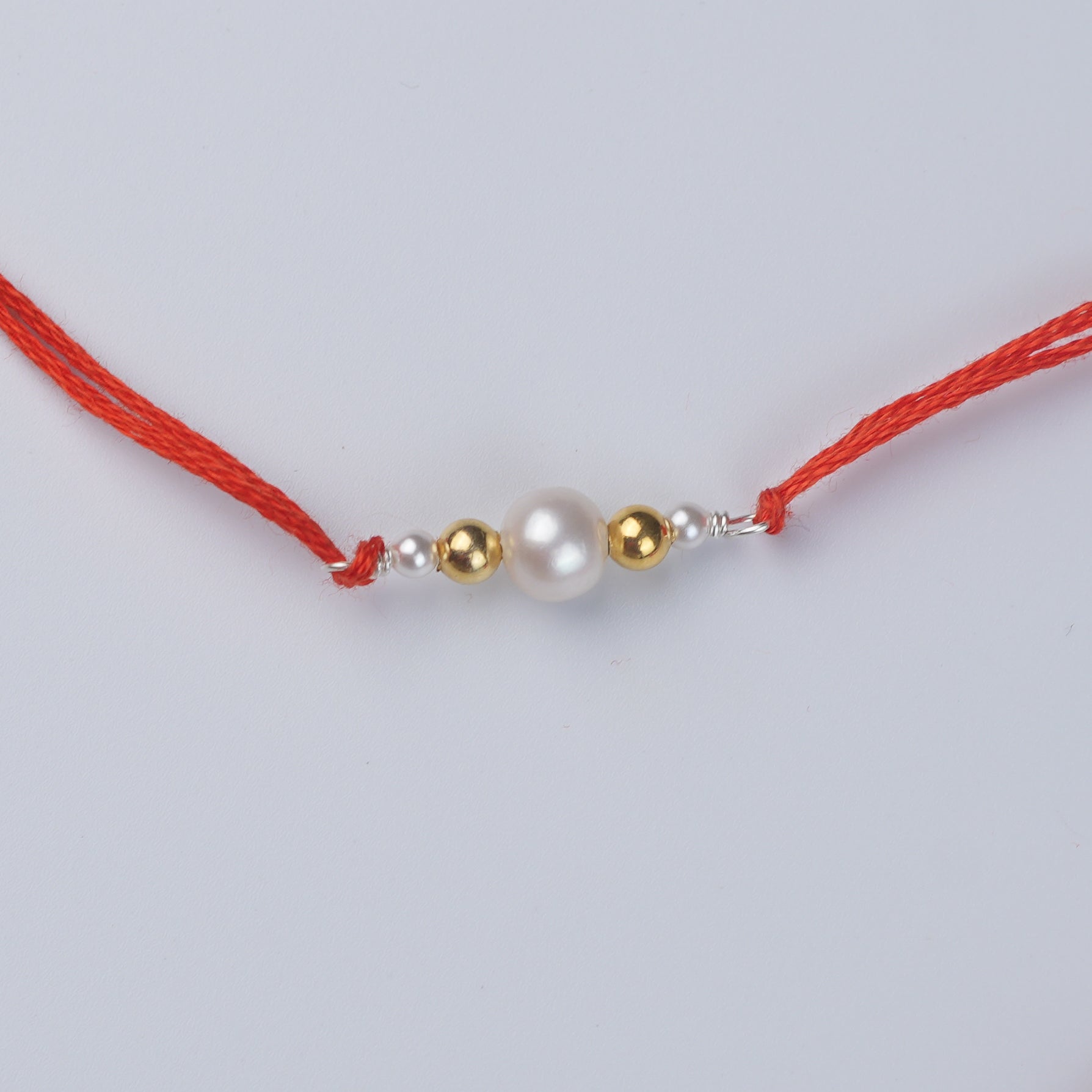 Freshwater Pearl & Gold-Plated Silver Bead Rakhi (Project Handmade)