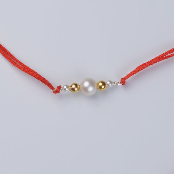 Freshwater Pearl & Gold-Plated Silver Bead Rakhi (Project Handmade)