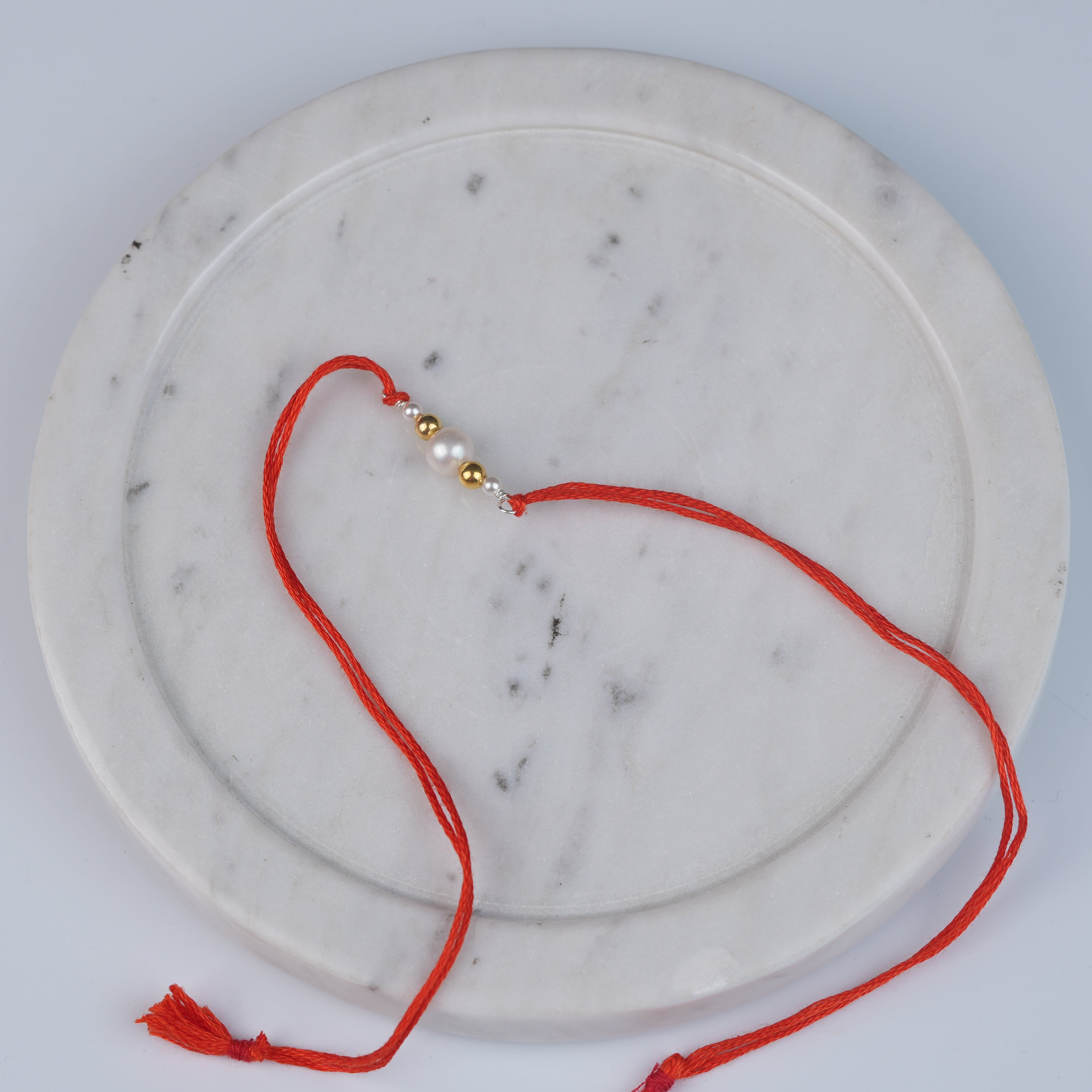 Freshwater Pearl & Gold-Plated Silver Bead Rakhi (Project Handmade)