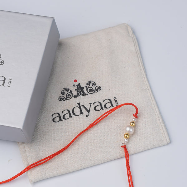 Freshwater Pearl & Gold-Plated Silver Bead Rakhi (Project Handmade)