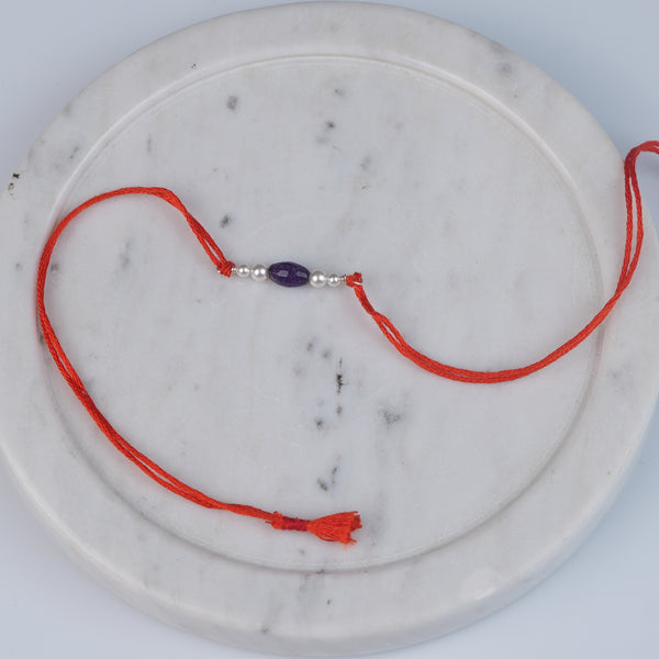 Purple Agate & Pearl Rakhi (Project Handmade)