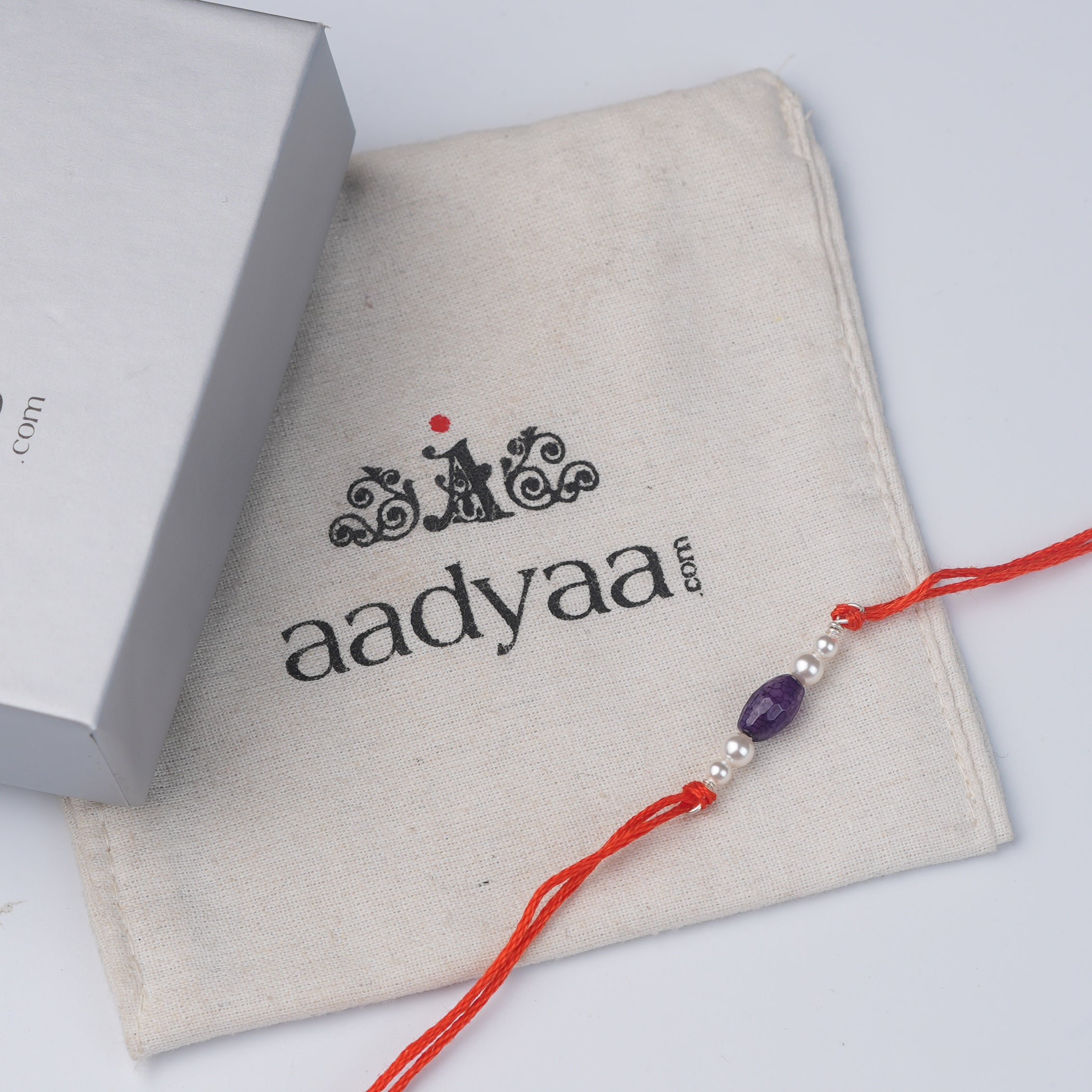 Purple Agate & Pearl Rakhi (Project Handmade)