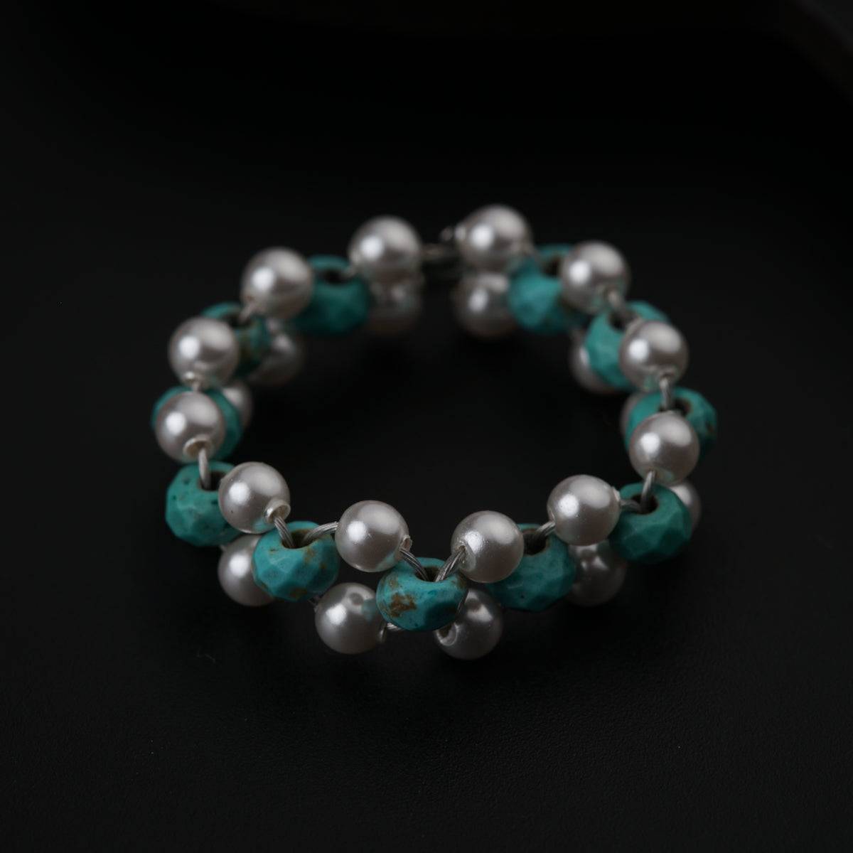 Silver Ring with Pearls and Turquoise