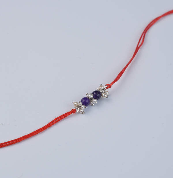 Purple Agate & Pearl Bunch Rakhi (Project Handmade)