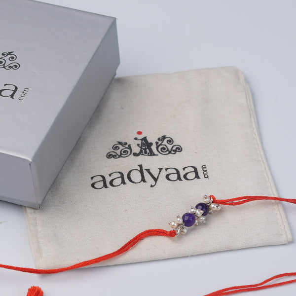 Purple Agate & Pearl Bunch Rakhi (Project Handmade)