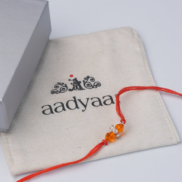 Yellow Agate & Pearl Bunch Rakhi (Project Handmade)