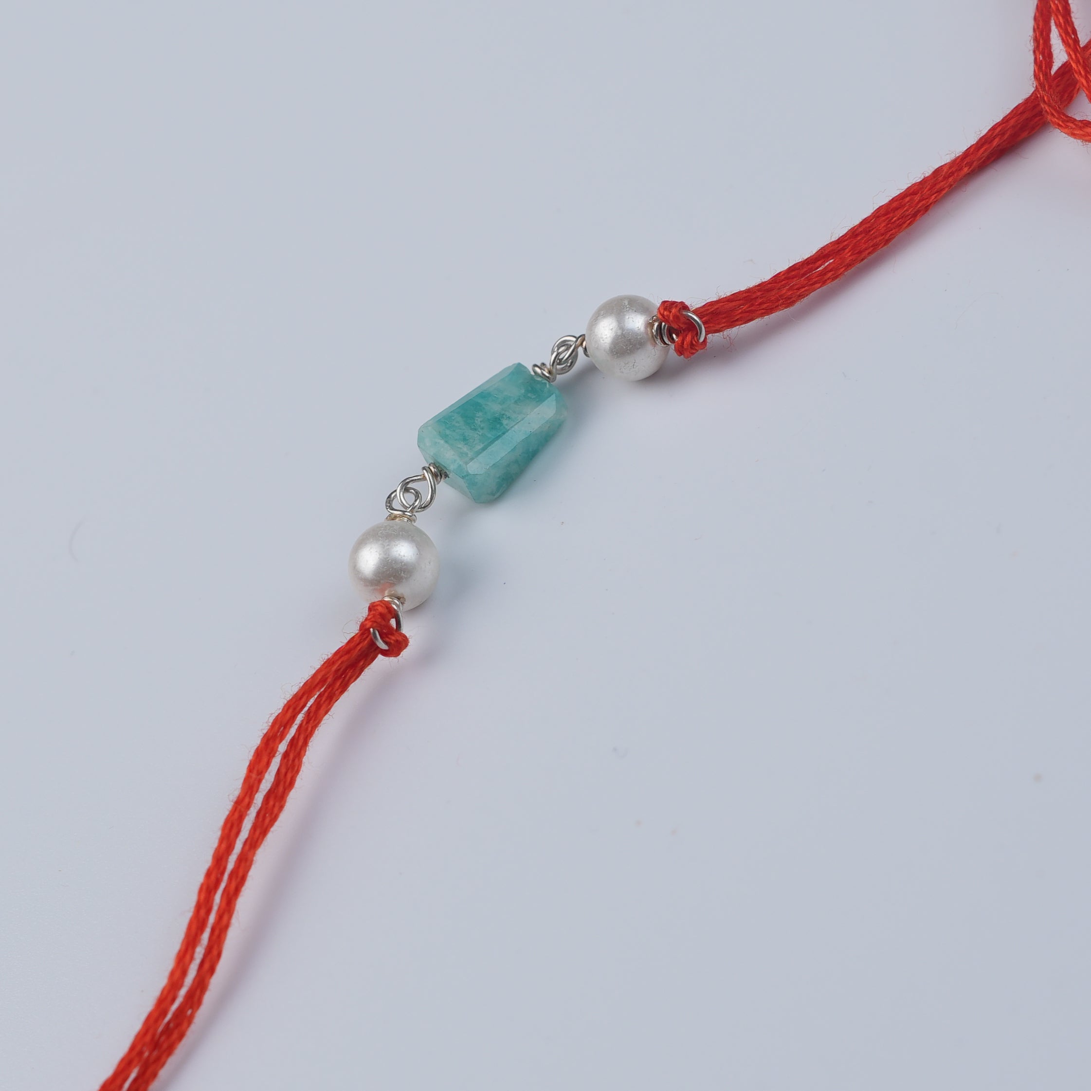 Amazonite & Pearl Rakhi (Project Handmade)