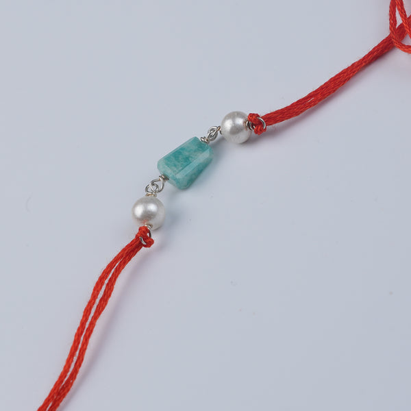 Amazonite & Pearl Rakhi (Project Handmade)