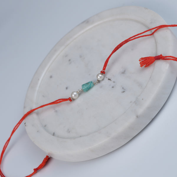 Amazonite & Pearl Rakhi (Project Handmade)