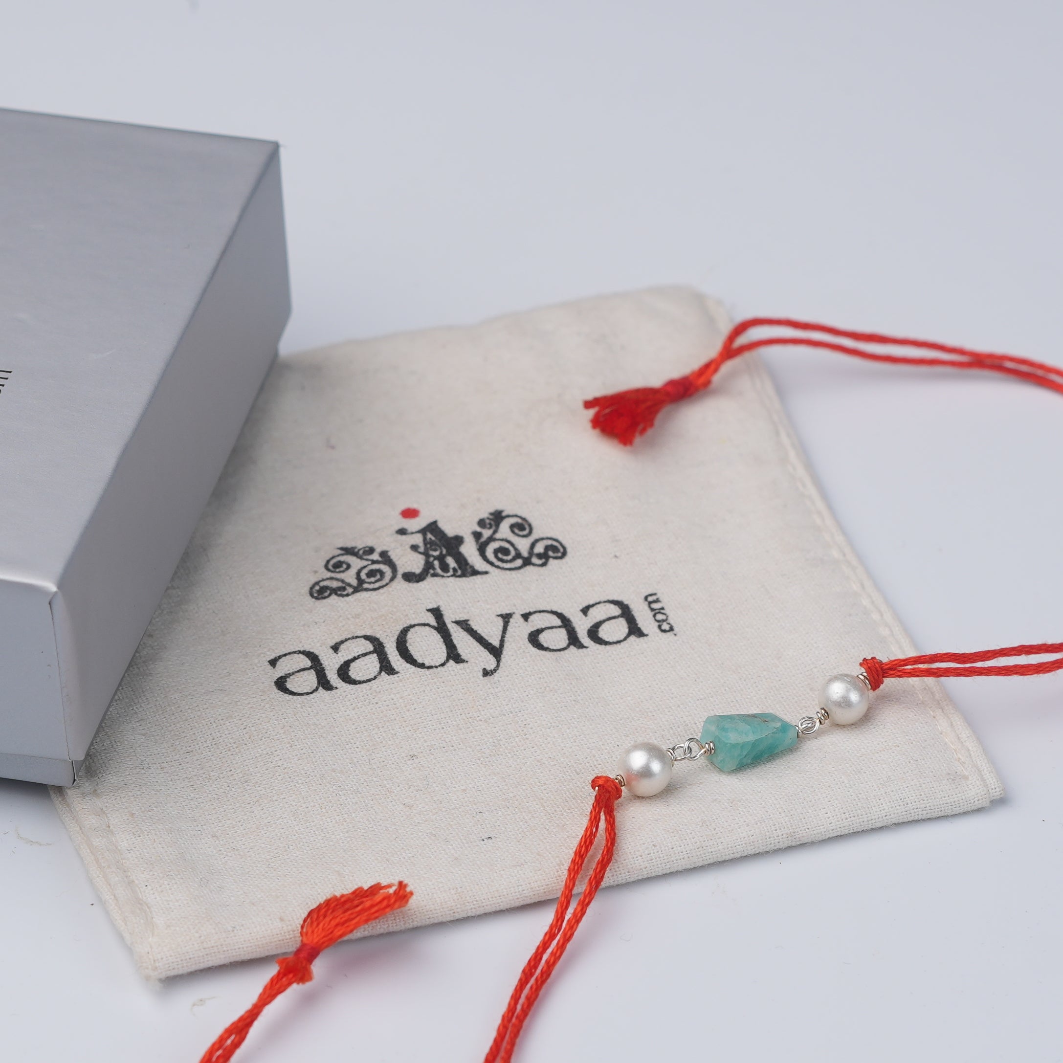 Amazonite & Pearl Rakhi (Project Handmade)