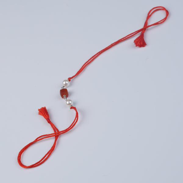 Carnelian & Pearl Rakhi (Project Handmade)