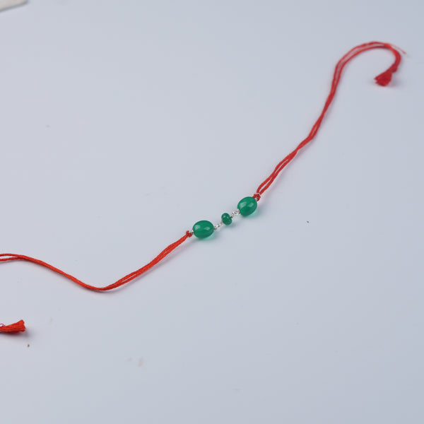 Green Onyx Ganthan Rakhi (Project Handmade)