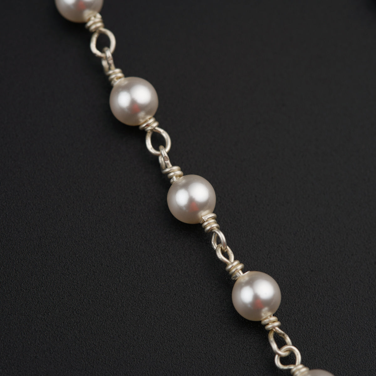 Silver Chaandbali Pearl Necklace