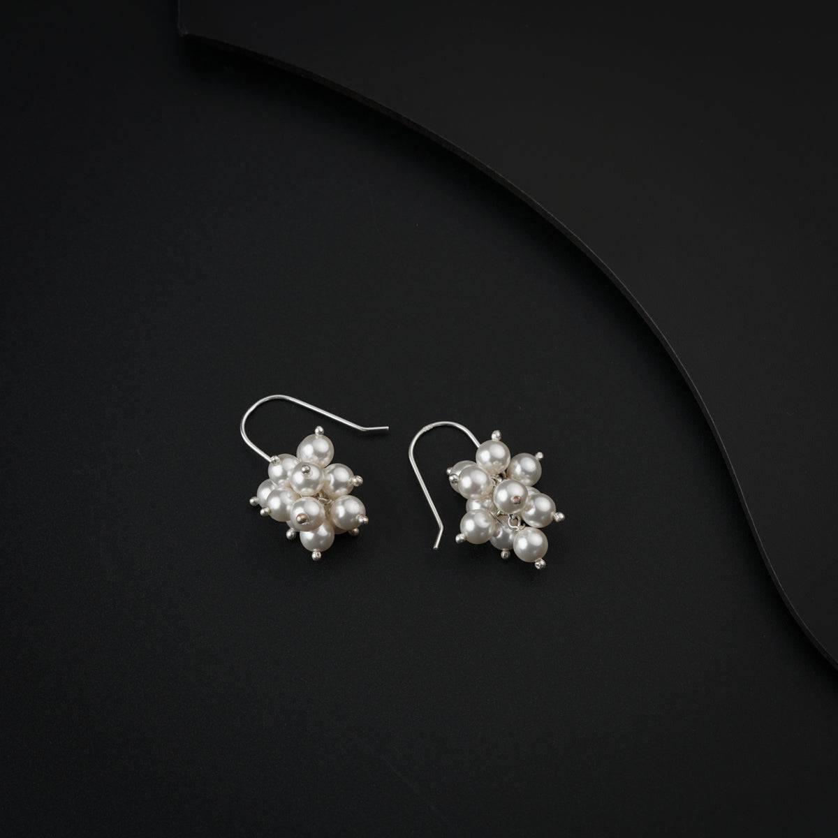 Silver Earring with Pearl Bunch