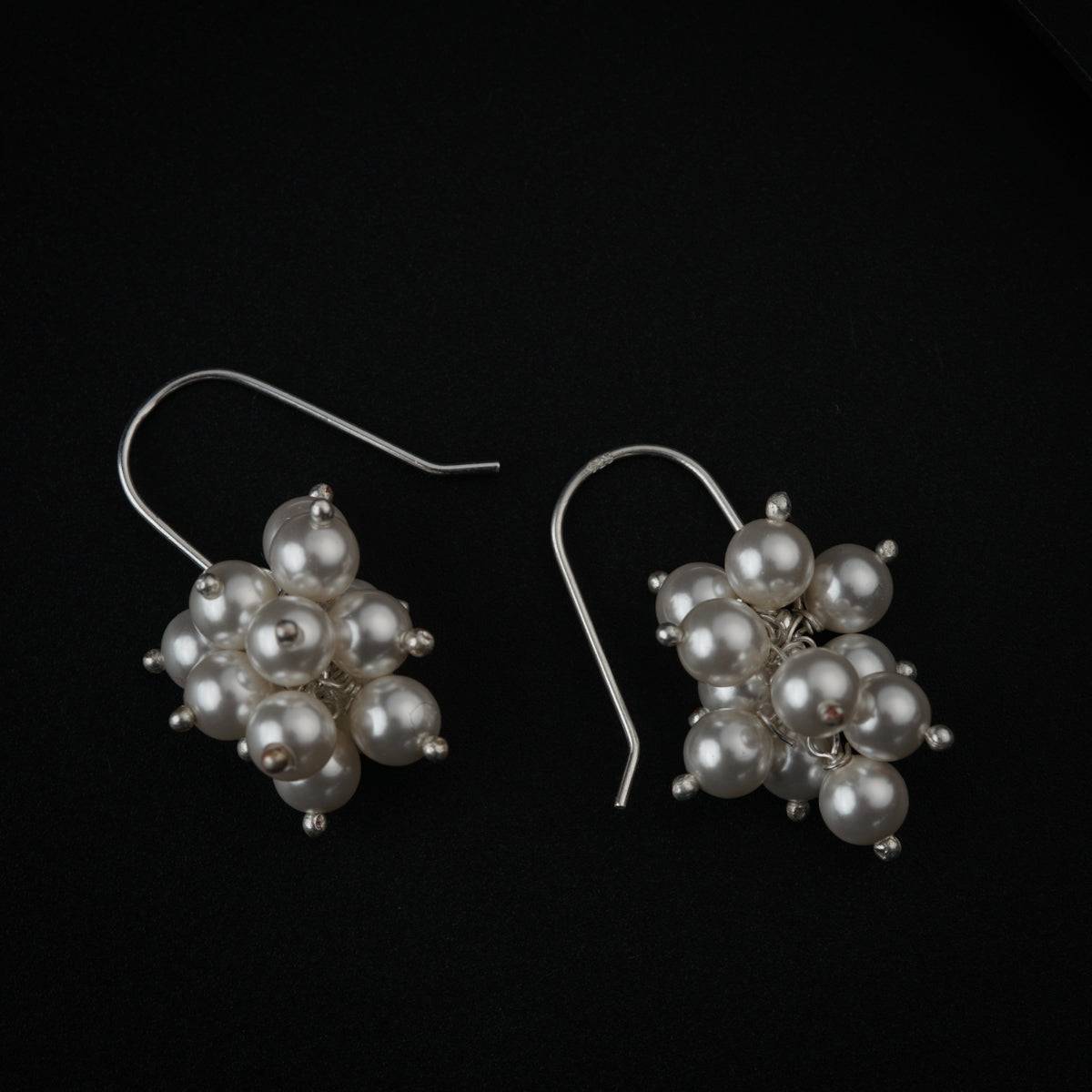 Silver Earring with Pearl Bunch