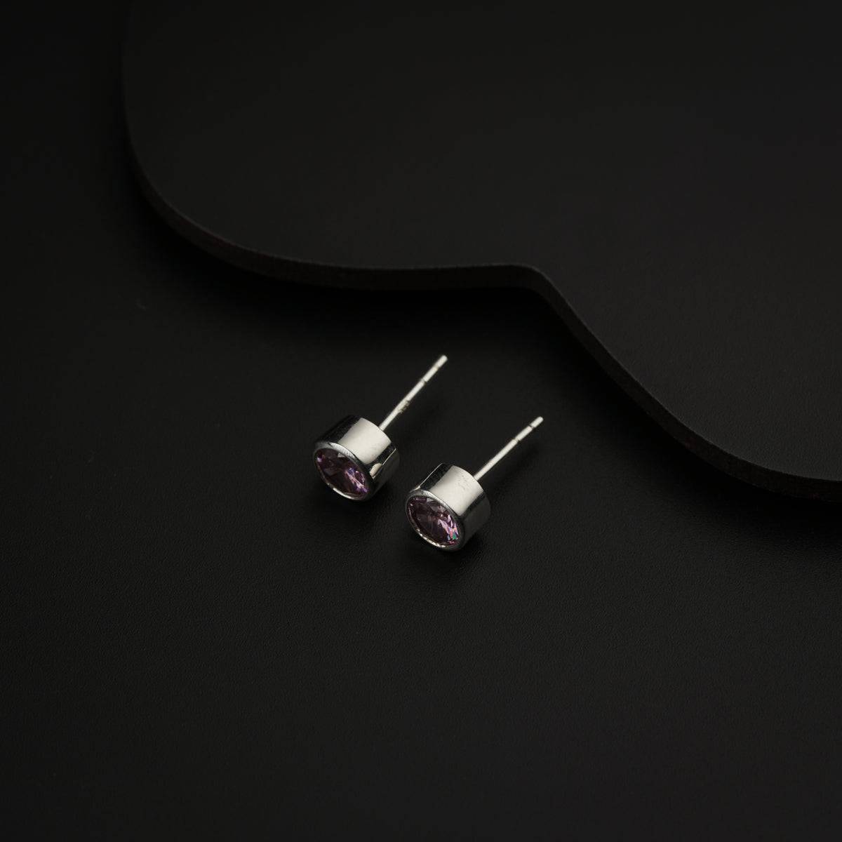 CZ Pink Stone Silver Studs