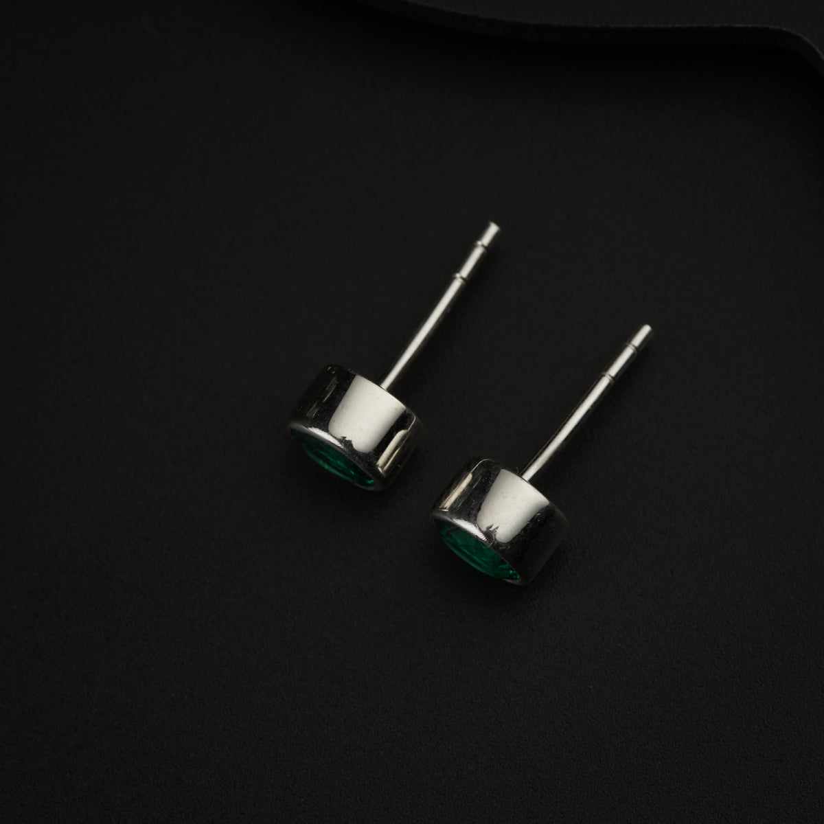 CZ Green Stone Silver Studs