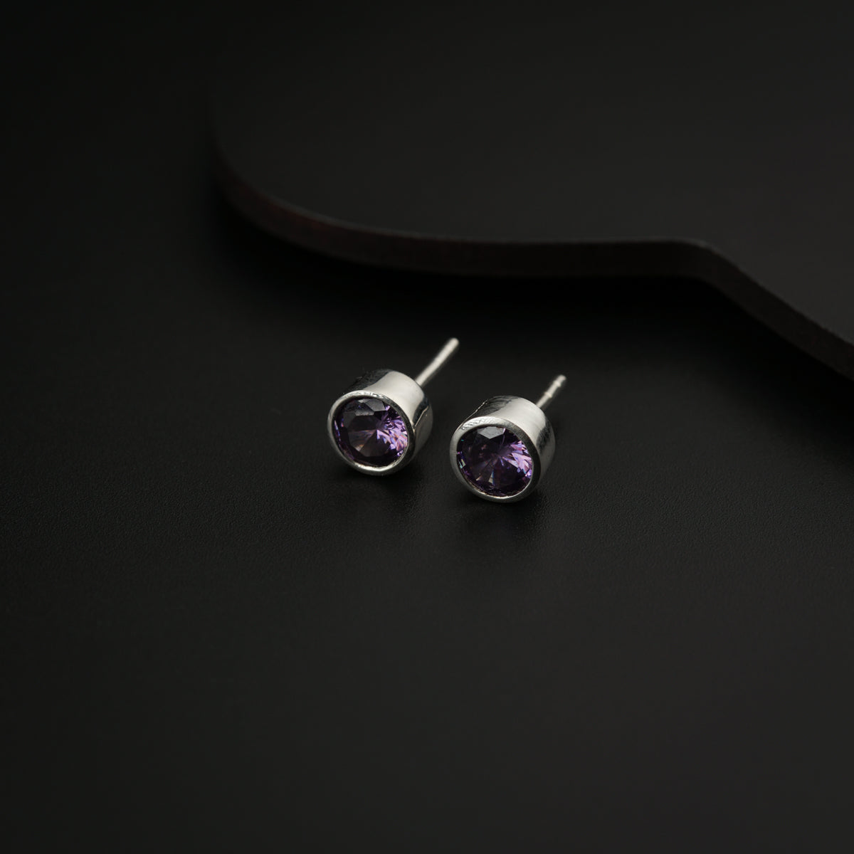 CZ Purple Stone Silver Studs