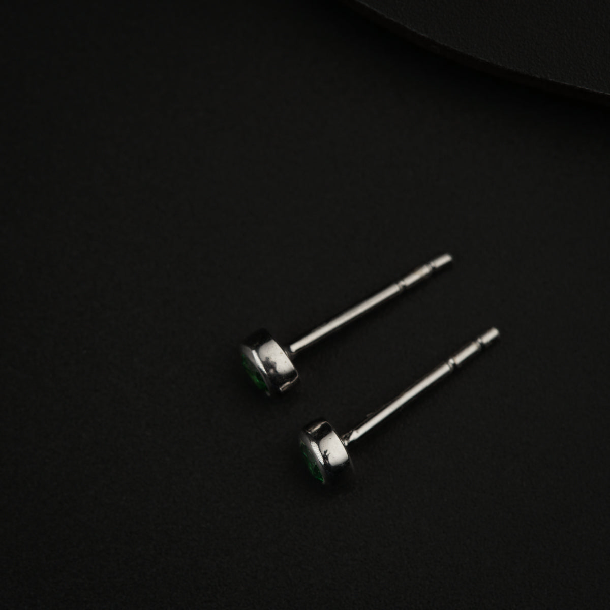 Tiny Green CZ Stone Silver Studs