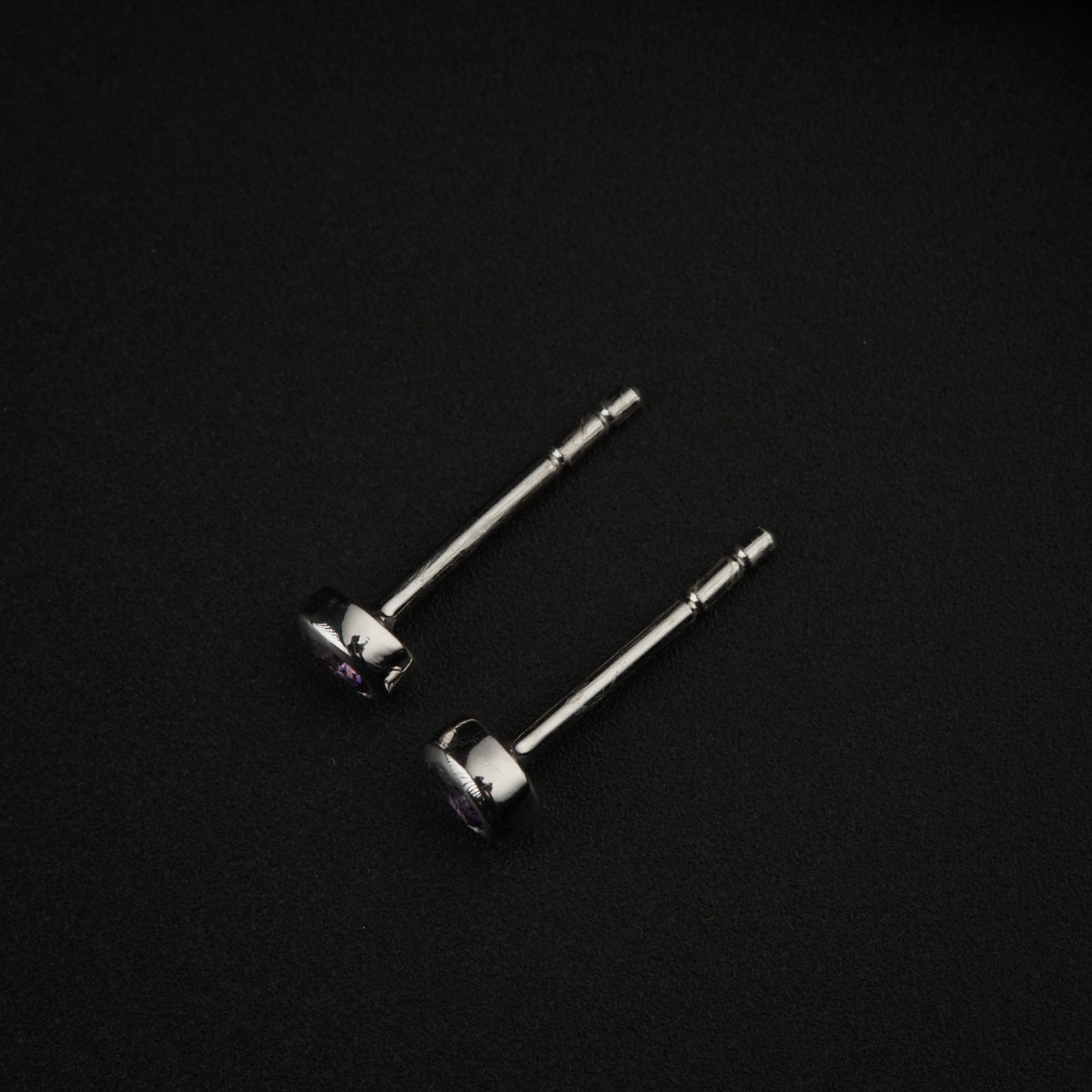 Tiny Purple CZ Stone Silver Studs