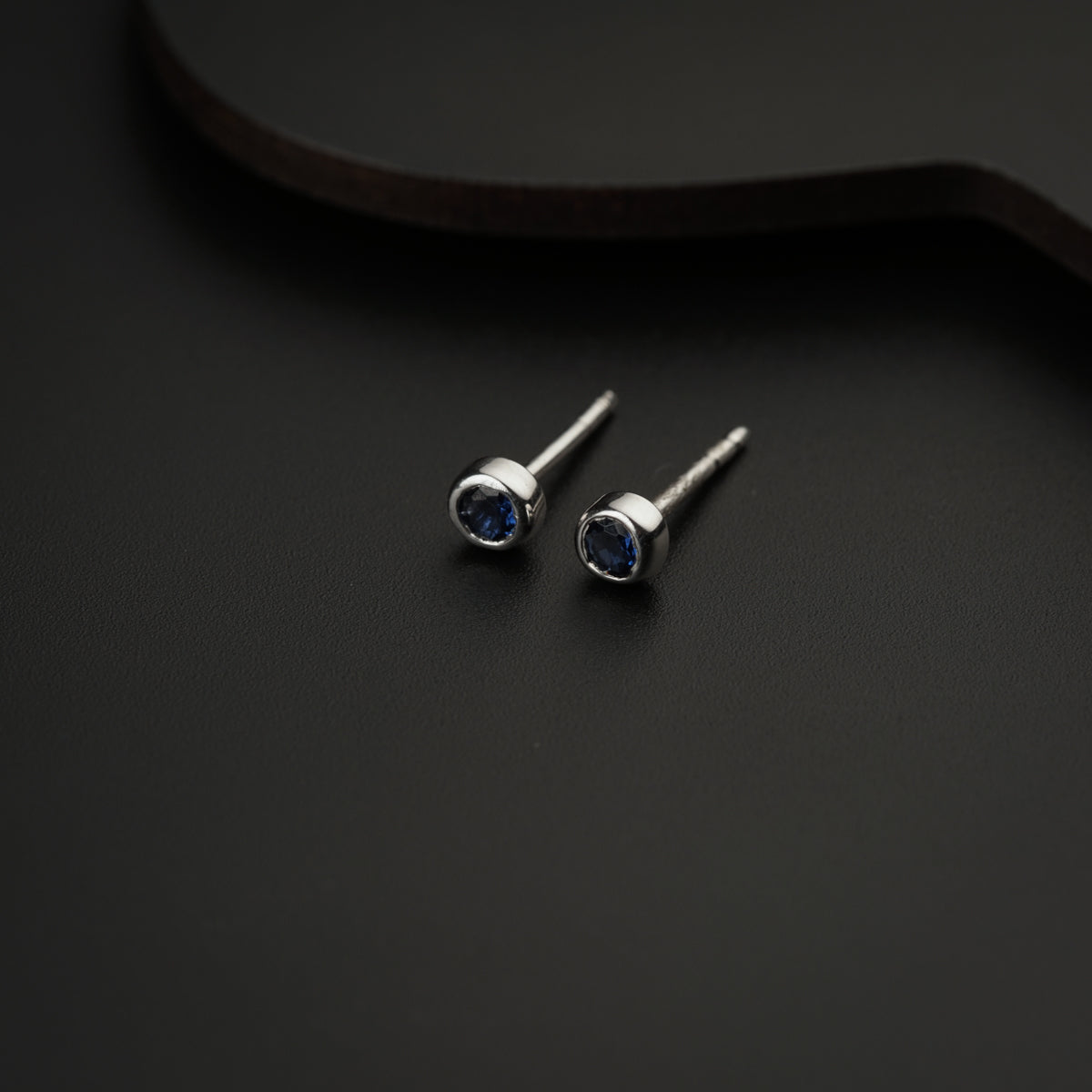 Tiny Blue CZ Stone Silver Studs