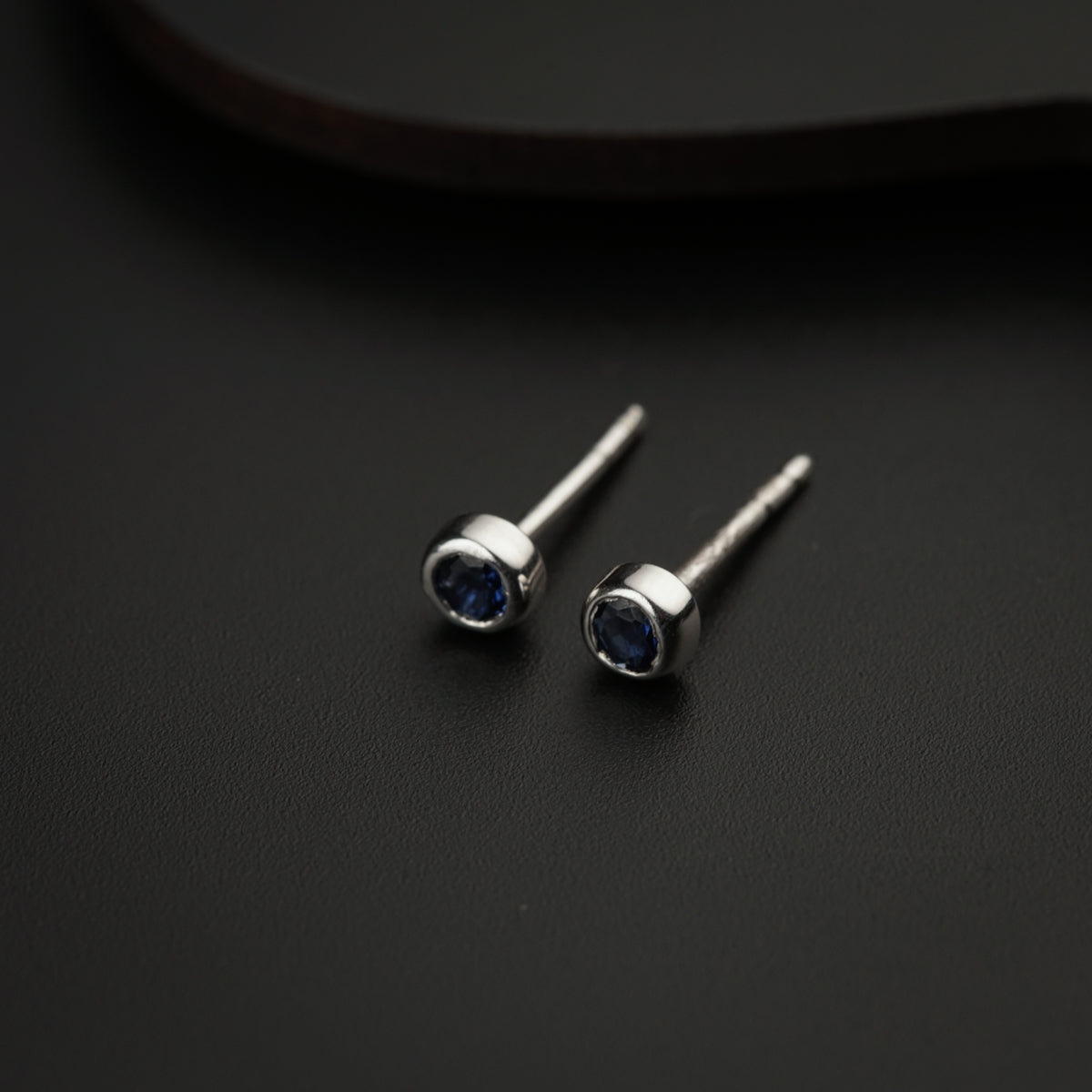 Tiny Blue CZ Stone Silver Studs