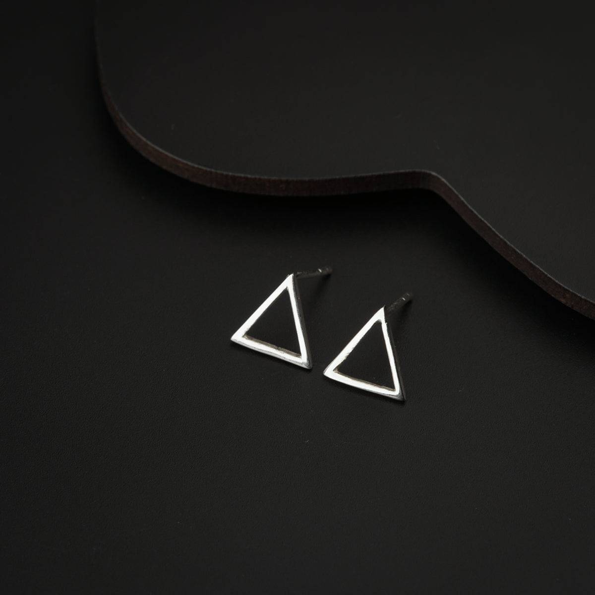 Tiny Silver Triangle Studs