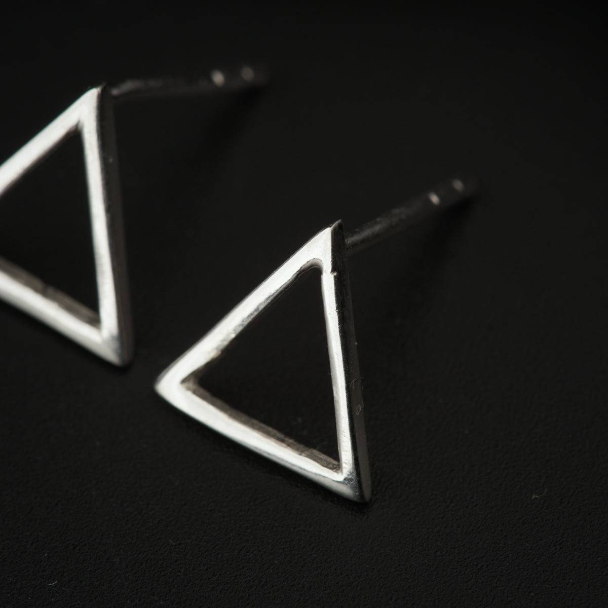 Tiny Silver Triangle Studs