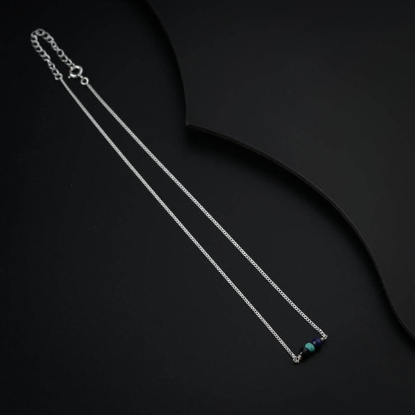 Silver Chain Necklace with Tiny Semi Precious Stones