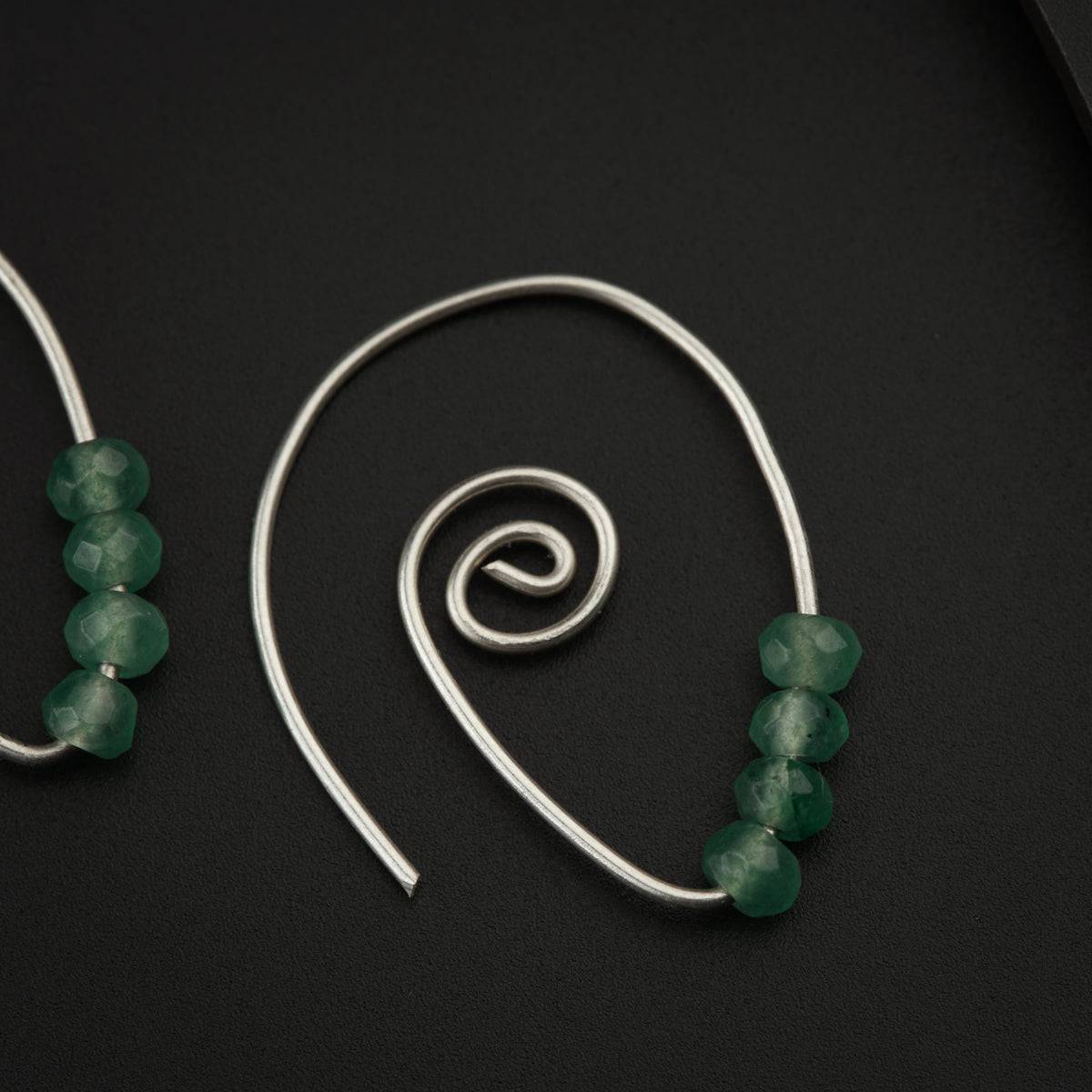 Silver Spiral Earring with Green Onyx