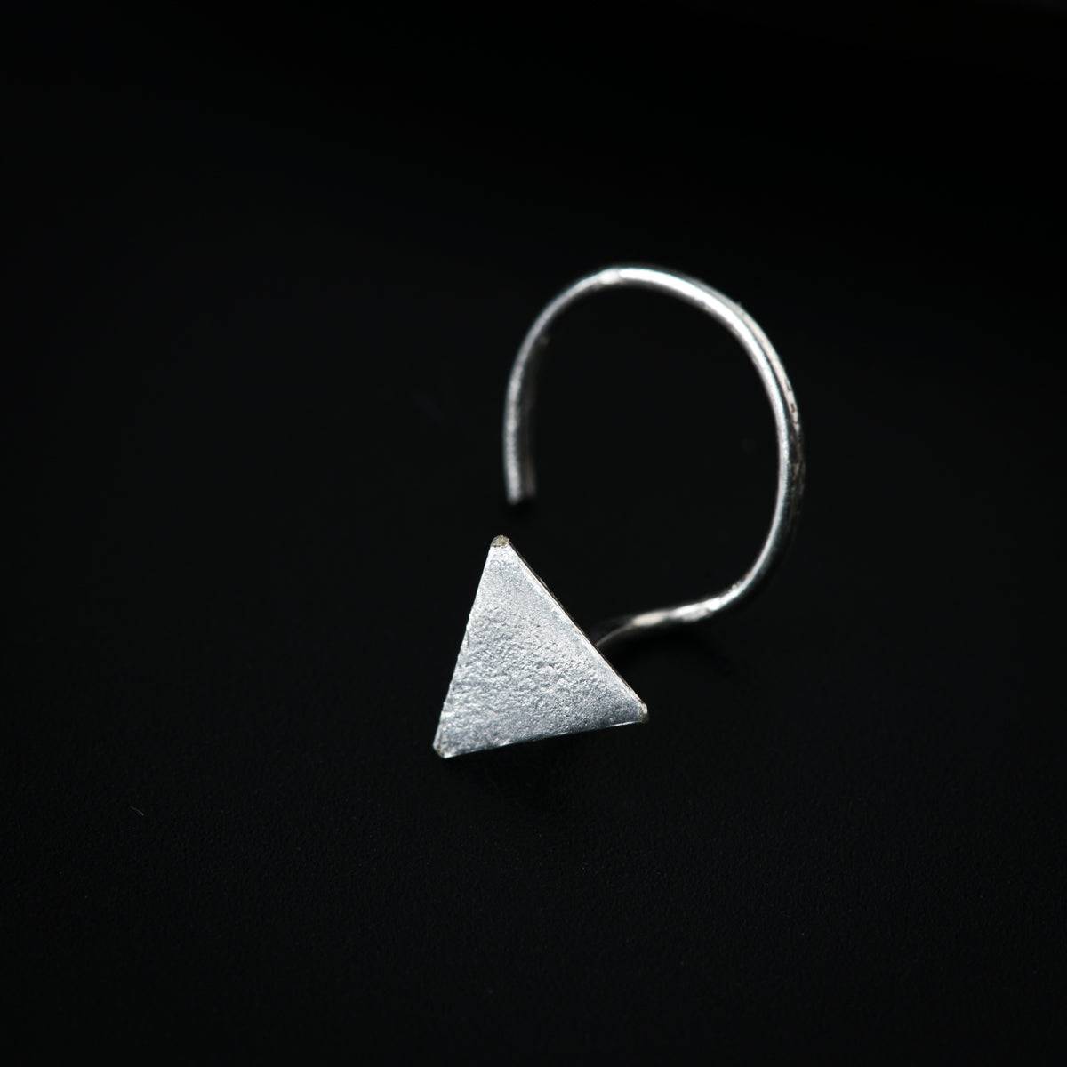 Silver Tiny Plain Triangle Nose pin