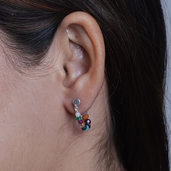 Multicolor Stone and Chain Earrings (Project Handmade)