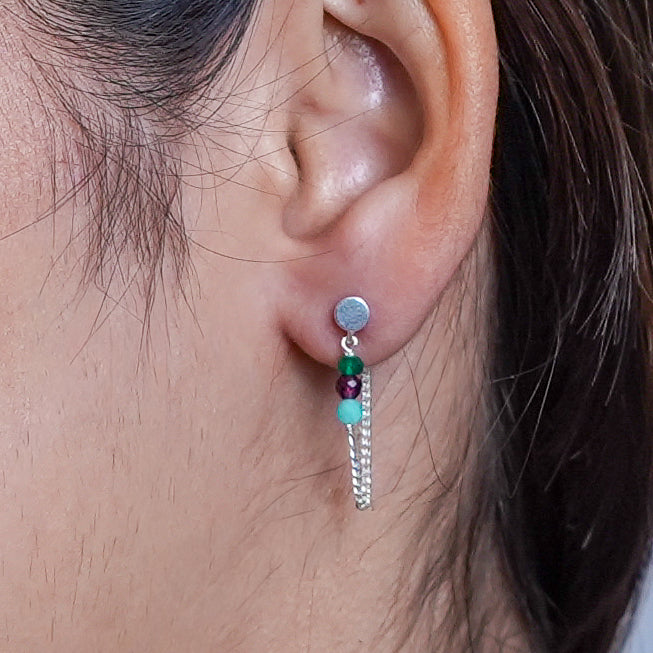 Green Onyx, Garnet and Blue Jade Earrings (Project Handmade)