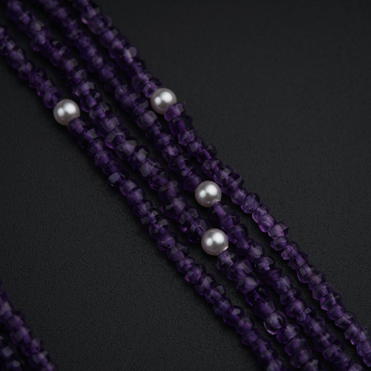 Classic Silver Tanmani Set with Amethyst and High Quality Pearls