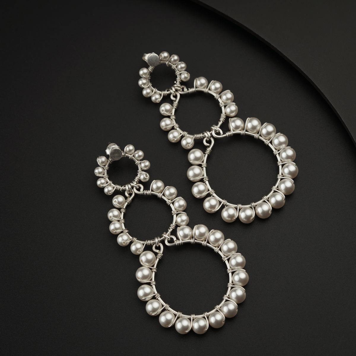 Pearl Engraved Round Drop Earring