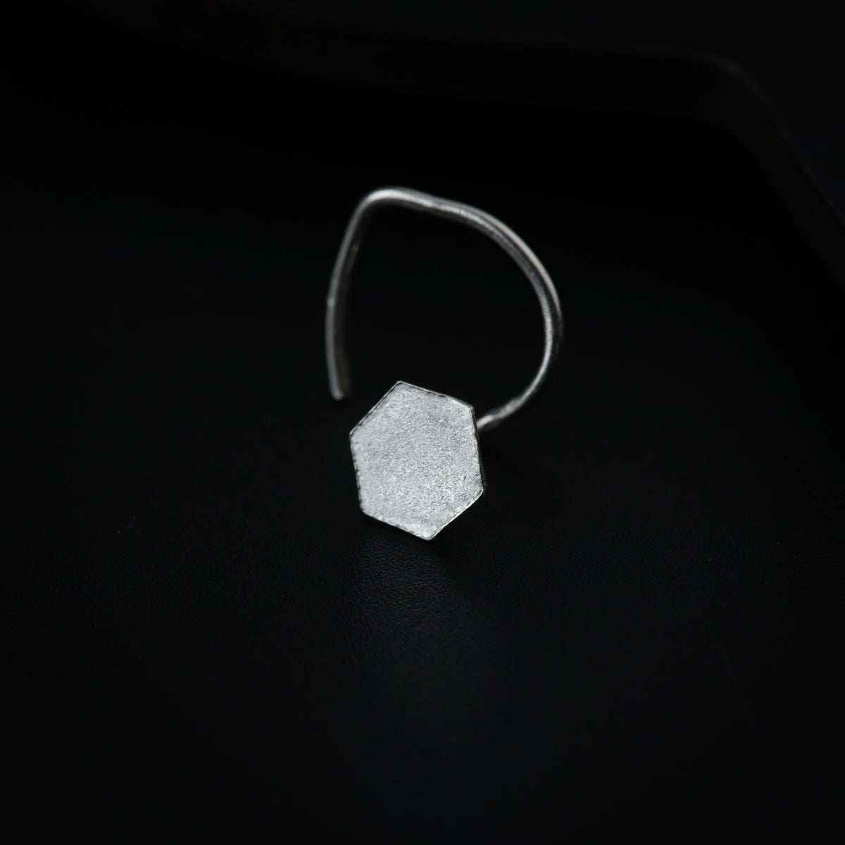 Silver Tiny Plain Hexagon Earring