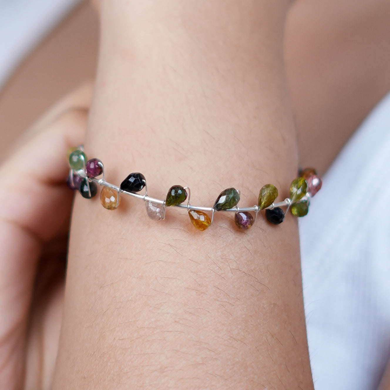 Tourmaline Twisted Bracelet | 92.5 Sterling Silver