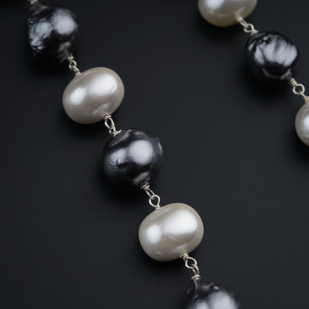 Classic Silver Tanmani Set With Baroque Pearls