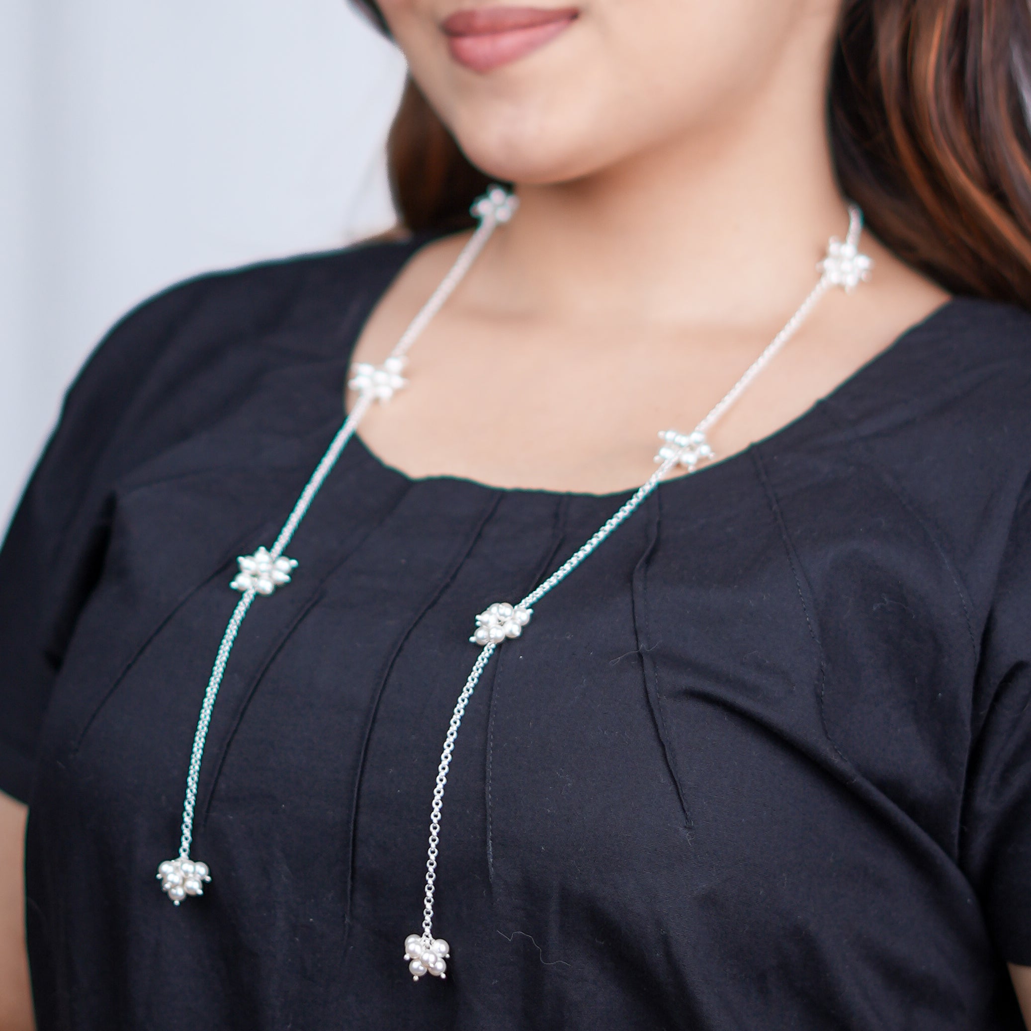 Pearl Bunch Tie & Wear Necklace | 92.5 Sterling Silver