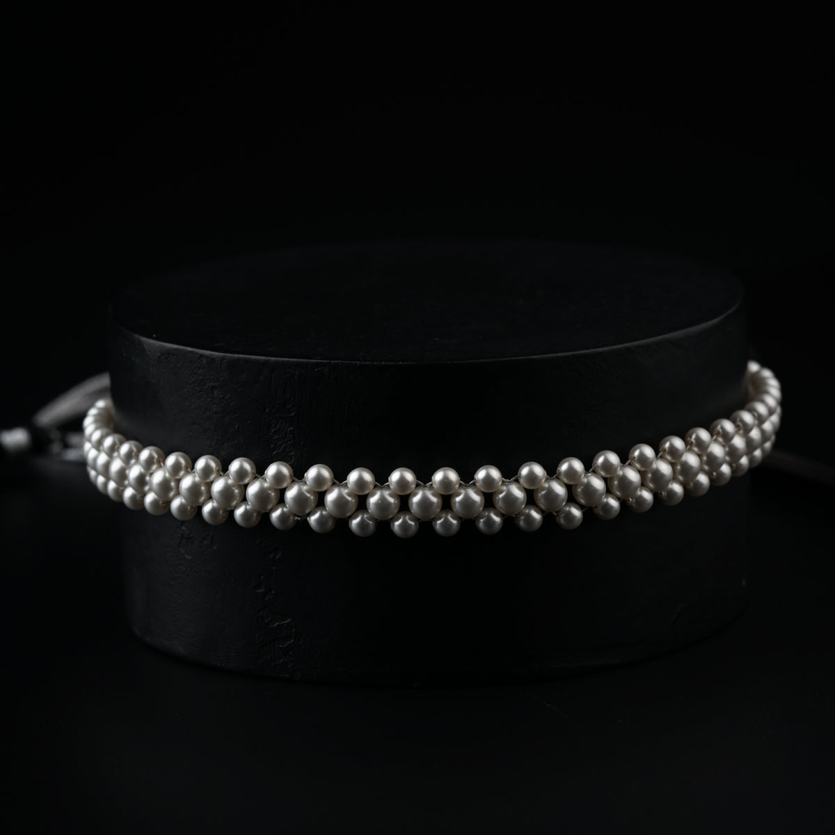 Silver Pearl Beaded Choker Necklace