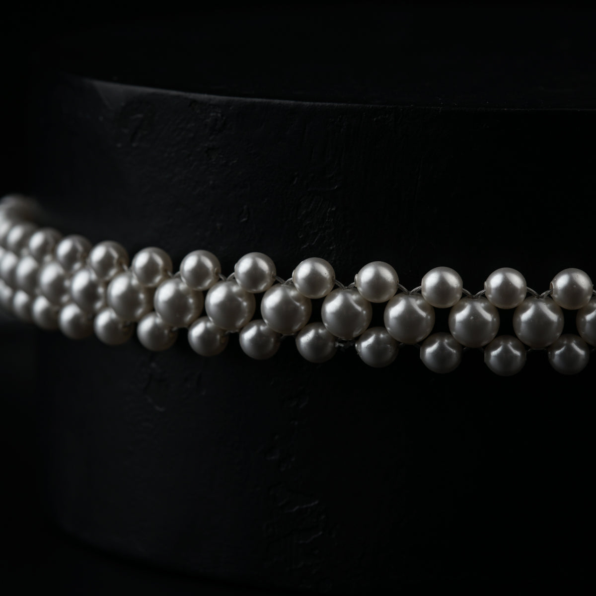 Silver Pearl Beaded Choker Necklace