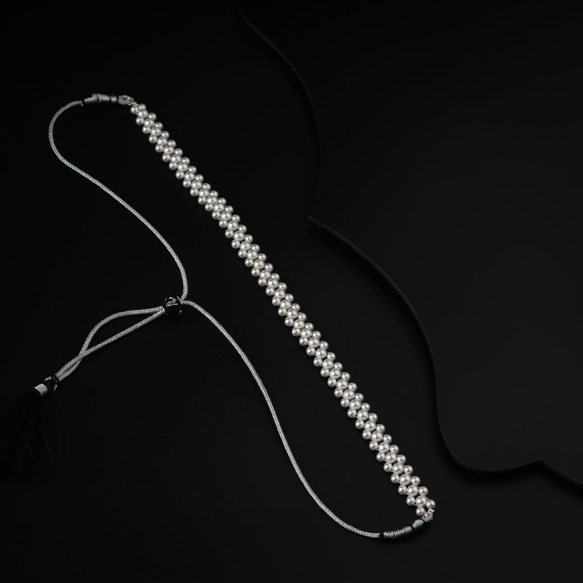 Silver Pearl Beaded Choker Necklace