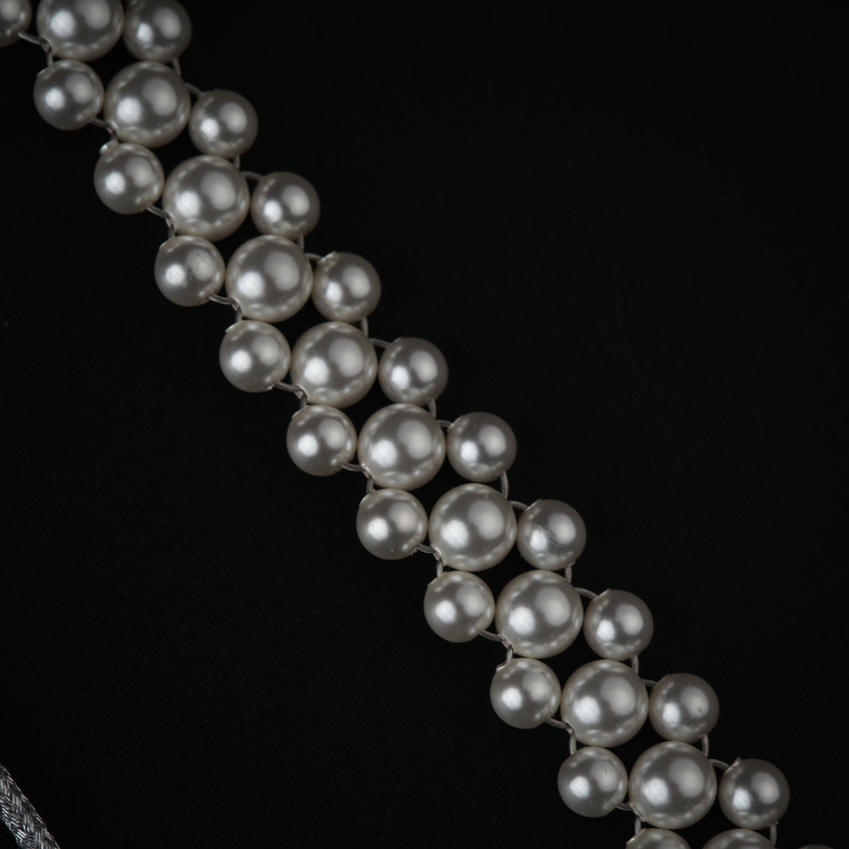 Silver Pearl Beaded Choker Necklace