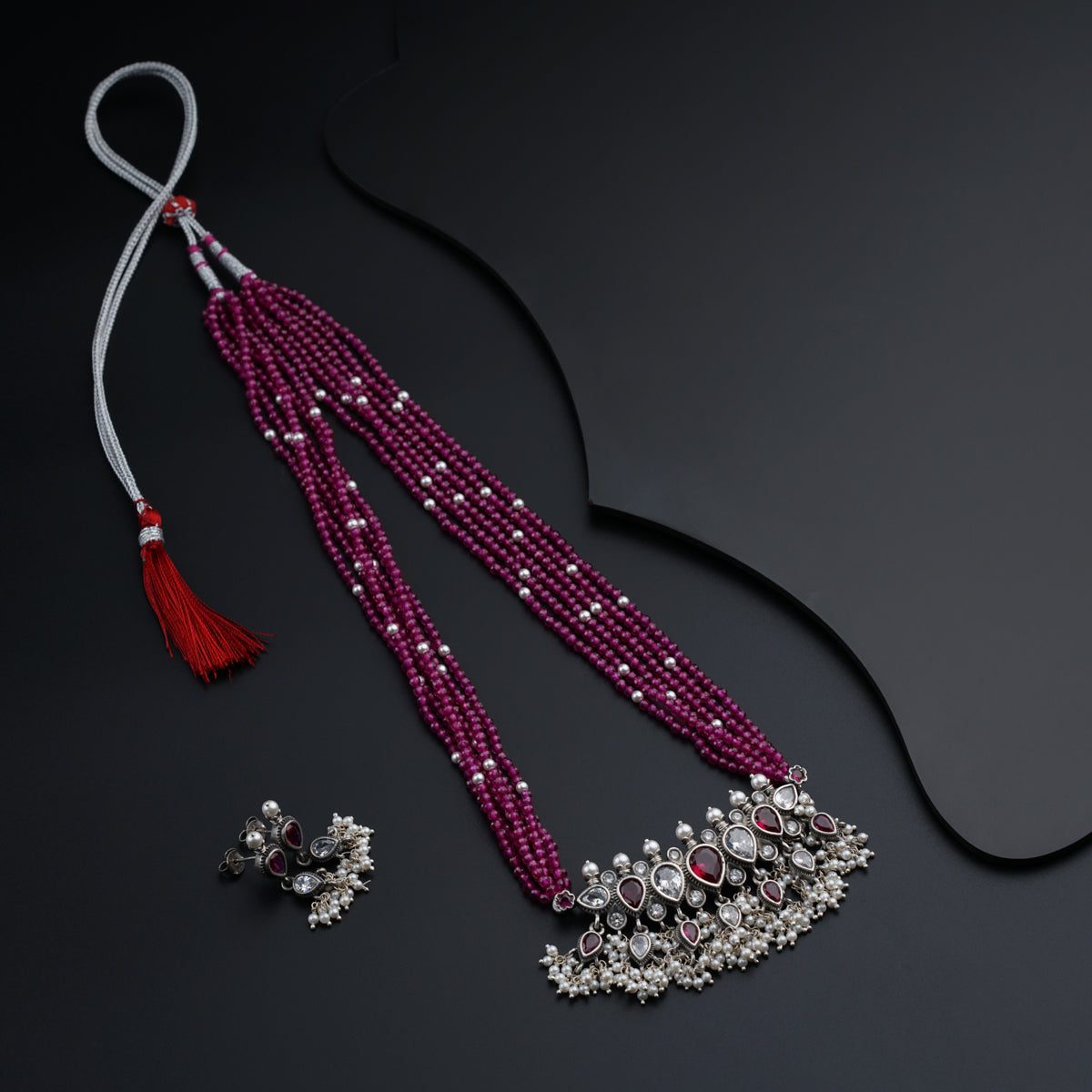 Classic Tanmani Set with Lab Made Ruby and High Quality Pearls