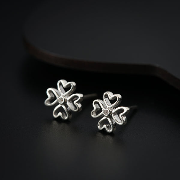 Silver flower stud earrings for women