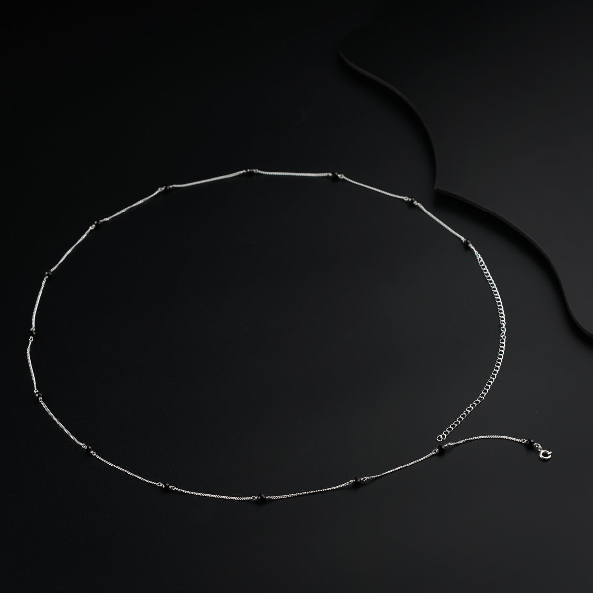 Silver Waist Chain with Black Spinel