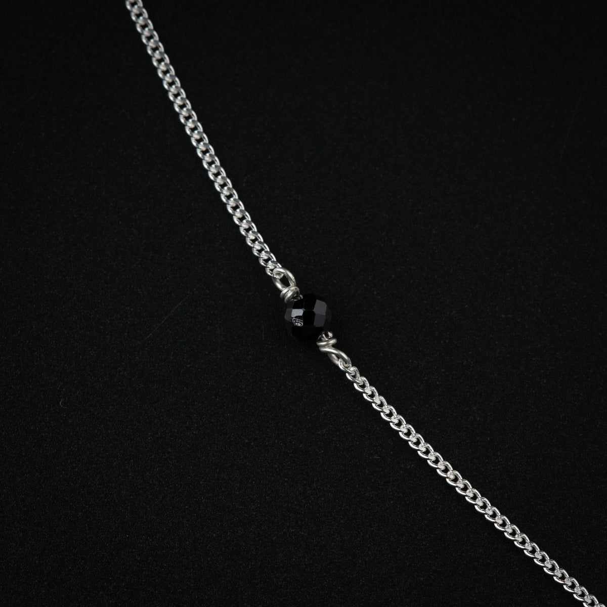 Silver Waist Chain with Black Spinel