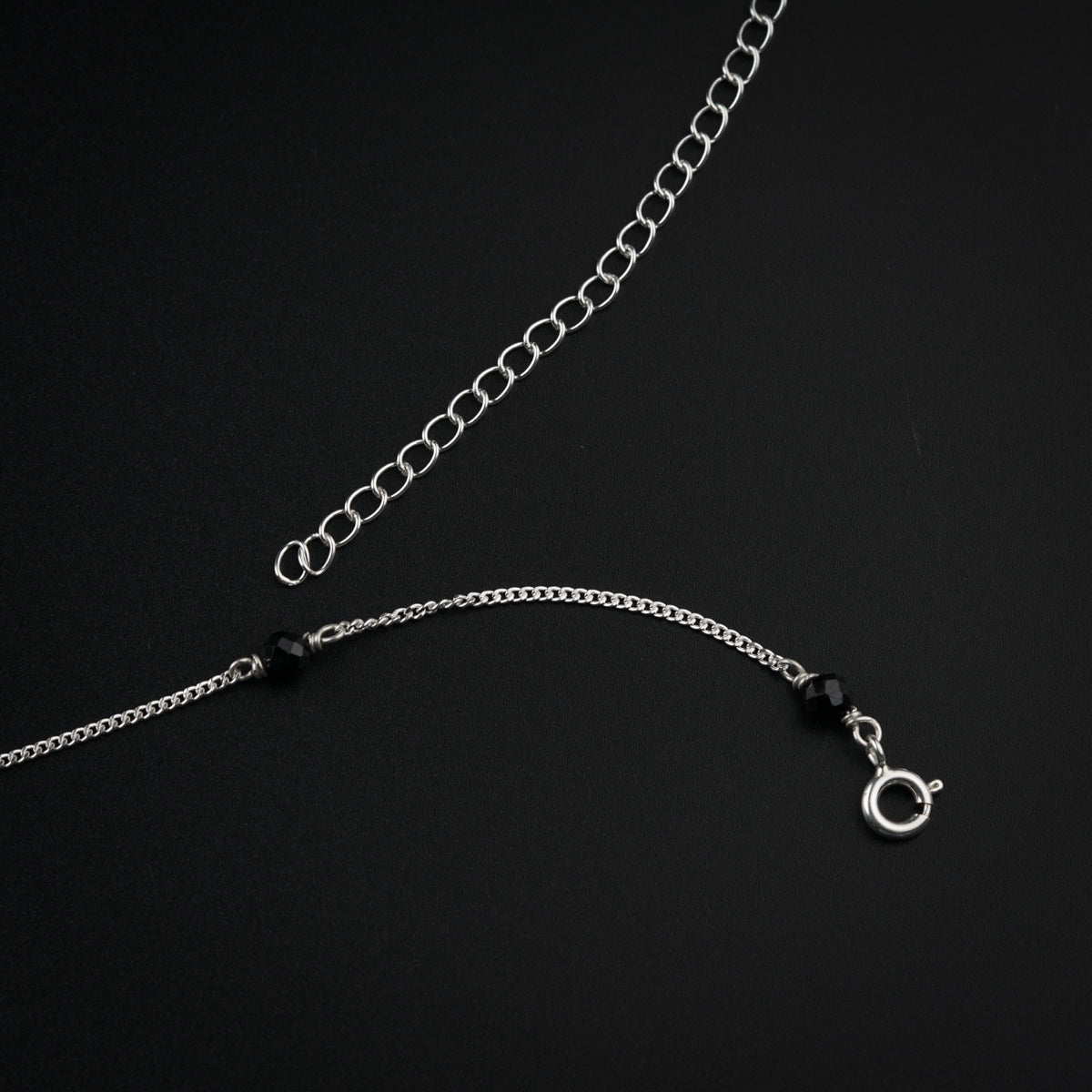 Silver Waist Chain with Black Spinel