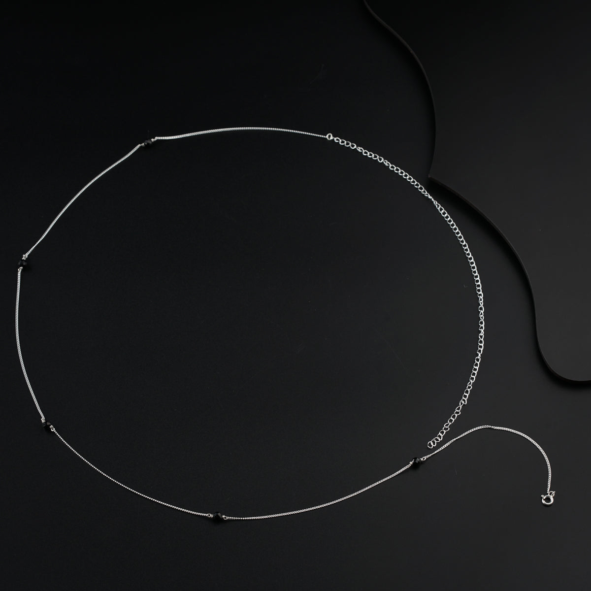 Silver Waist Chain with Black Spinel